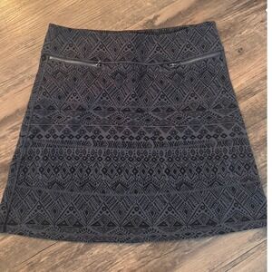 Athleta Women Grey Black Geometric Tribal Print Athletic Skort Zipper Pockets L